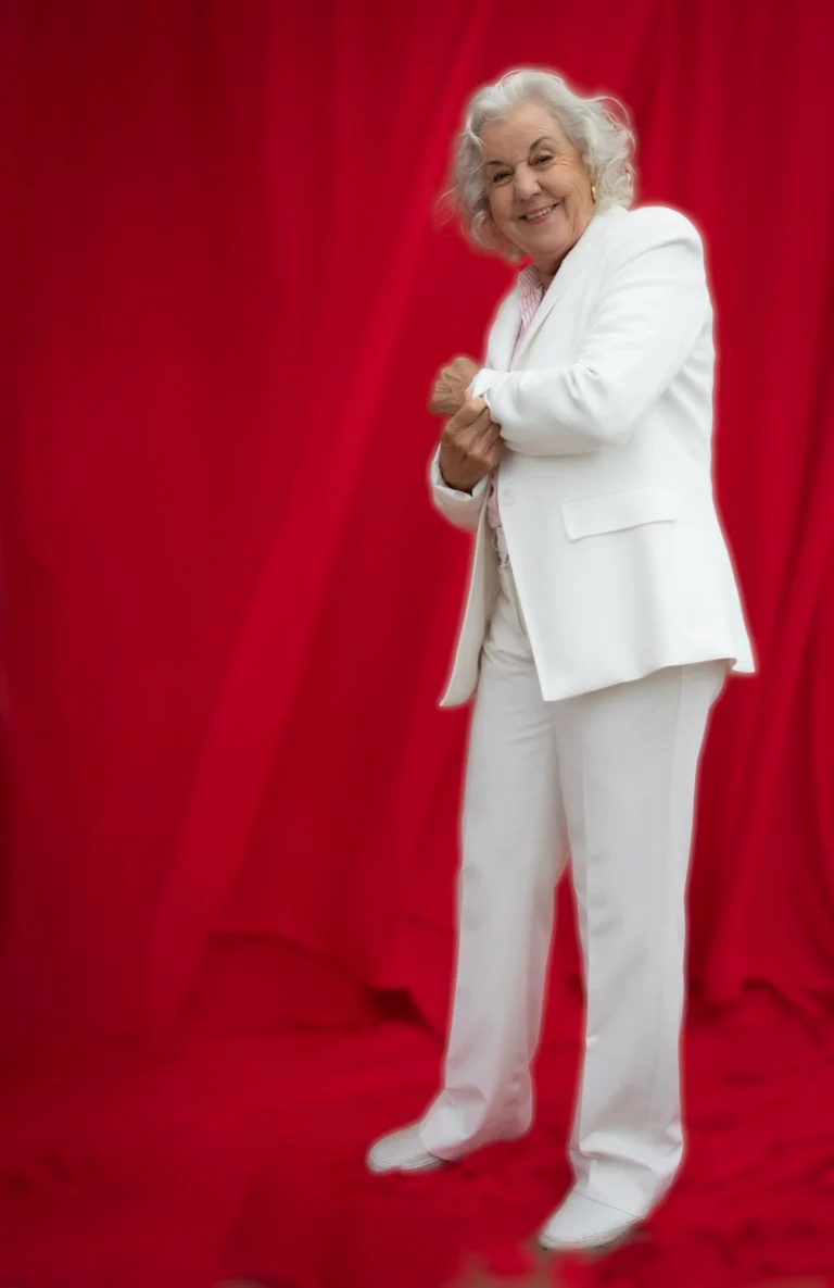 jina carvalho white suit